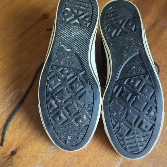 Black High-Top Sneakers with Gold Eyelets - Picture 3 of 5